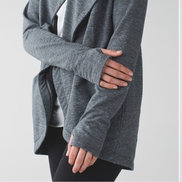 Lululemon That's A Wrap Cardigan Heathered Snow Slub Coal Sz 6 - Picture 6 of 16